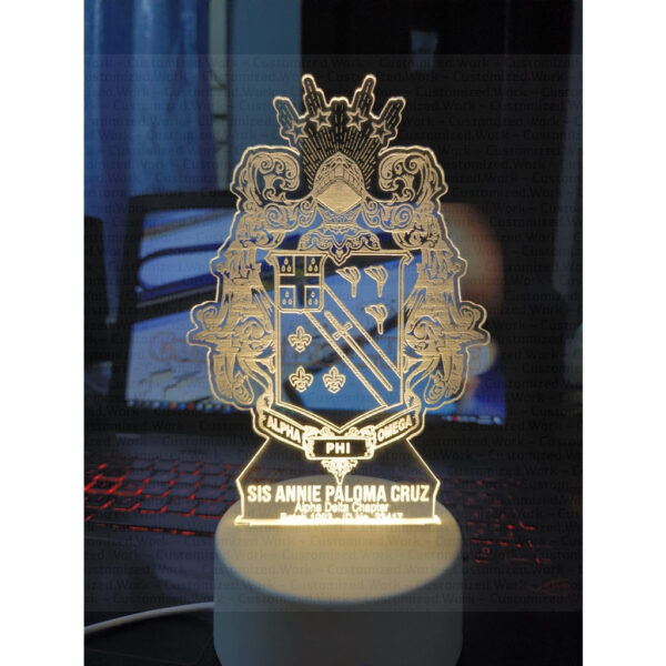 APO DESK LAMP - ALPHA PHI OMEGA - PERSONALIZED WITH NAME - ENGRAVED - Image 2