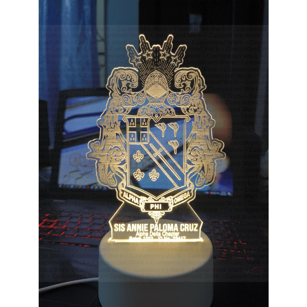 APO DESK LAMP - ALPHA PHI OMEGA - PERSONALIZED WITH NAME - ENGRAVED - Image 2