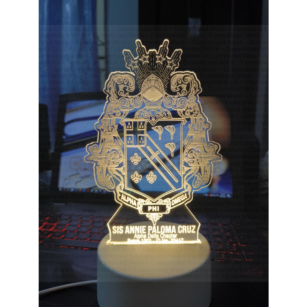 APO DESK LAMP - ALPHA PHI OMEGA - PERSONALIZED WITH NAME - ENGRAVED - Image 3