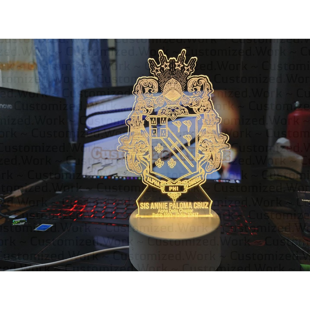 APO DESK LAMP - ALPHA PHI OMEGA - PERSONALIZED WITH NAME - ENGRAVED - Image 4