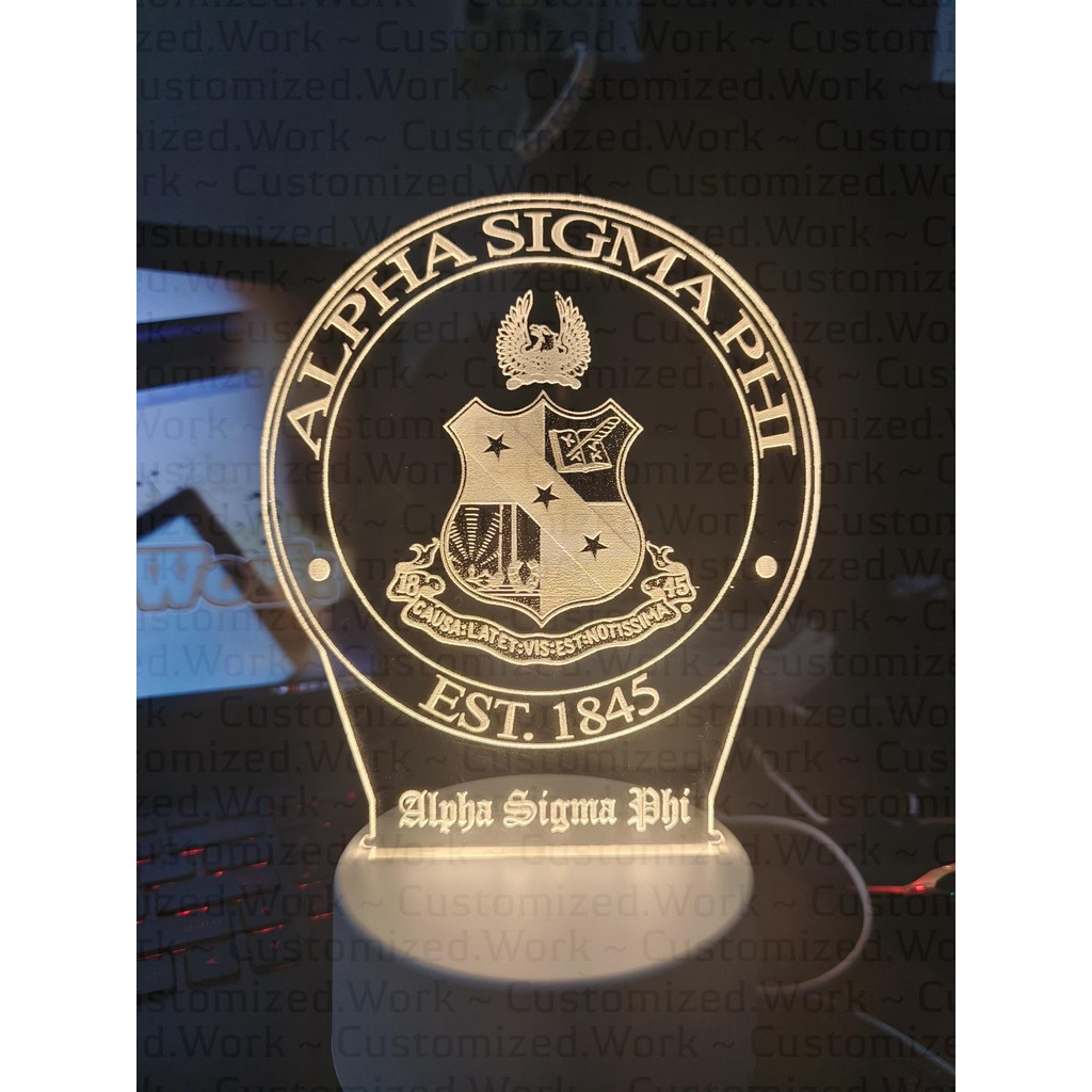 ALPHA SIG DESK LAMP - ALPHA SIGMA PHI - PERSONALIZED WITH NAME - ENGRAVED