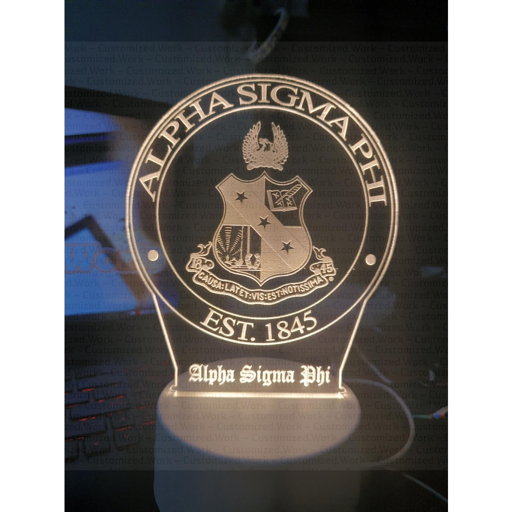 ALPHA SIG DESK LAMP - ALPHA SIGMA PHI - PERSONALIZED WITH NAME - ENGRAVED - Image 2