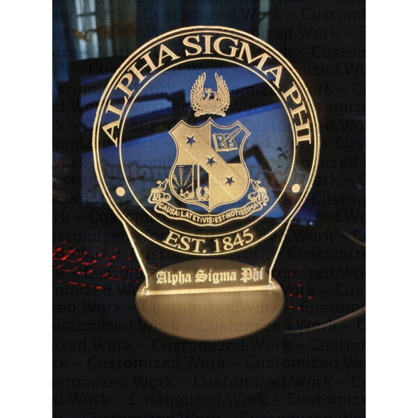 ALPHA SIG DESK LAMP - ALPHA SIGMA PHI - PERSONALIZED WITH NAME - ENGRAVED - Image 3