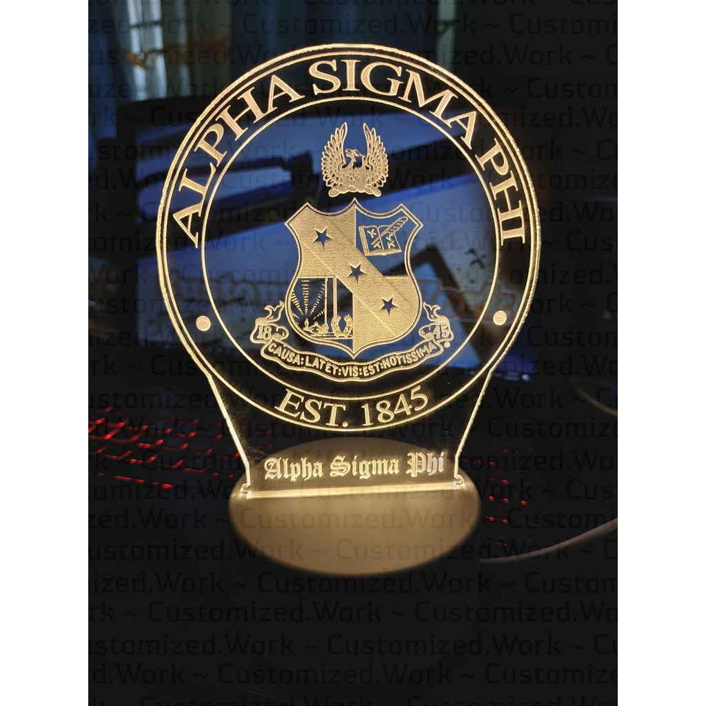 ALPHA SIG DESK LAMP - ALPHA SIGMA PHI - PERSONALIZED WITH NAME - ENGRAVED - Image 3