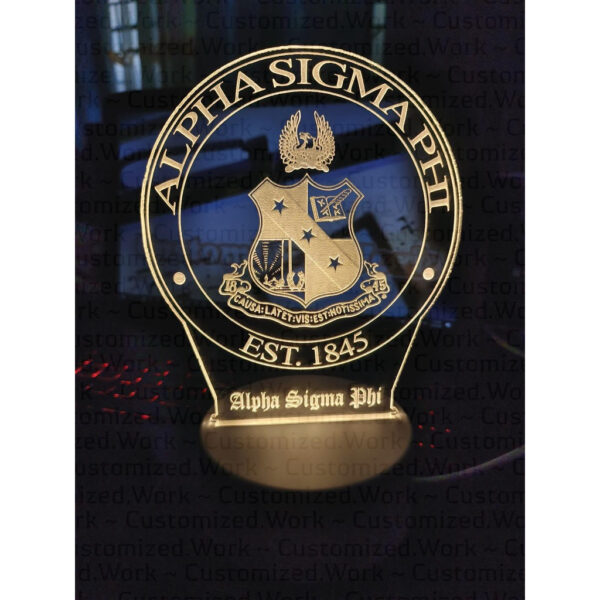 ALPHA SIG DESK LAMP - ALPHA SIGMA PHI - PERSONALIZED WITH NAME - ENGRAVED - Image 4