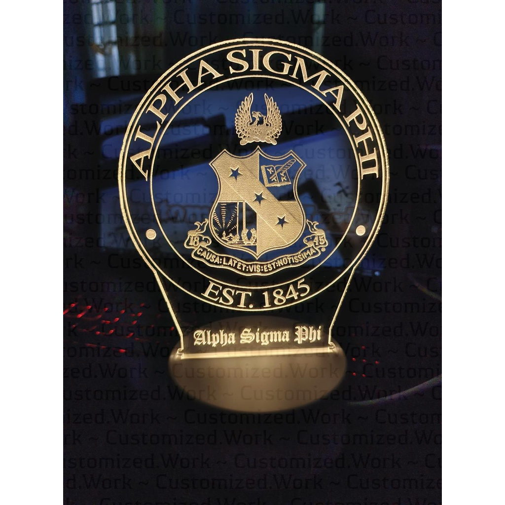 ALPHA SIG DESK LAMP - ALPHA SIGMA PHI - PERSONALIZED WITH NAME - ENGRAVED - Image 4