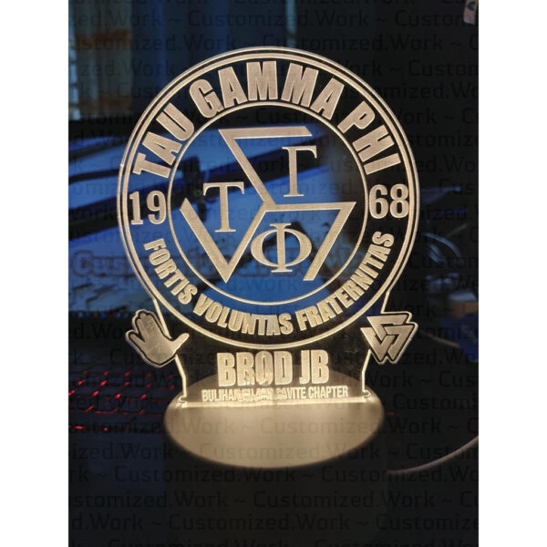 TRISKELION DESK LAMP - TAU GAMMA PHI - PERSONALIZED WITH NAME - ENGRAVED - Image 2