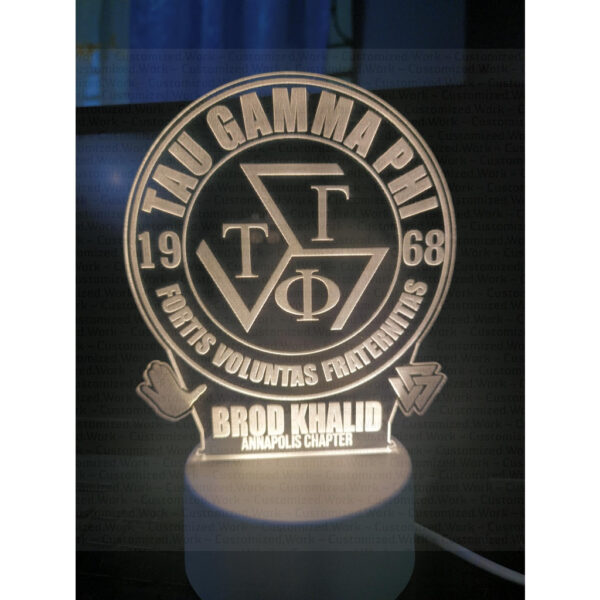 TRISKELION DESK LAMP - TAU GAMMA PHI - PERSONALIZED WITH NAME - ENGRAVED - Image 4