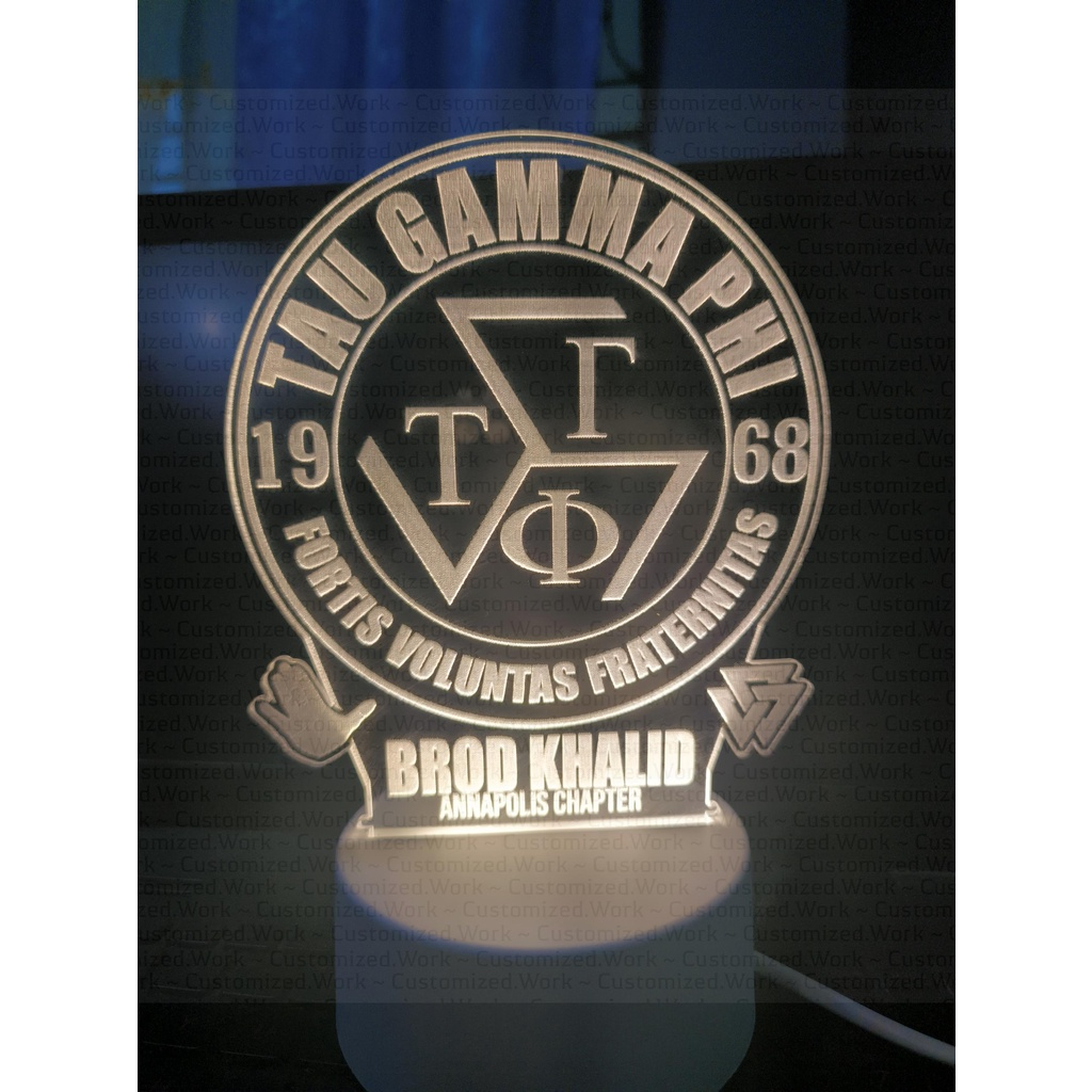 TRISKELION DESK LAMP - TAU GAMMA PHI - PERSONALIZED WITH NAME - ENGRAVED - Image 4