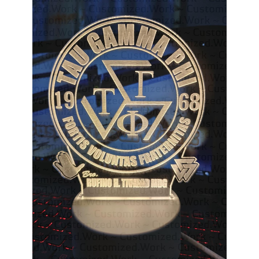 TRISKELION DESK LAMP - TAU GAMMA PHI - PERSONALIZED WITH NAME - ENGRAVED - Image 5
