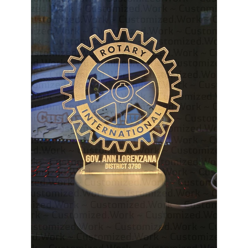 ROTARIAN DESK LAMP - ROTARY INTERNATIONAL - PERSONALIZED WITH NAME - ENGRAVED