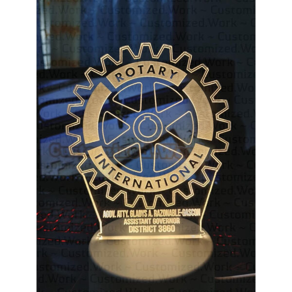 ROTARIAN DESK LAMP - ROTARY INTERNATIONAL - PERSONALIZED WITH NAME - ENGRAVED - Image 3