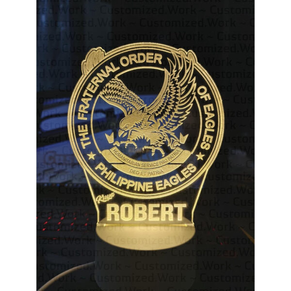 EAGLES DESK LAMP - THE FRATERNAL ORDER OF EAGLES - CUSTOMIZED WITH NAME & CLUB - ENGRAVED - Image 2