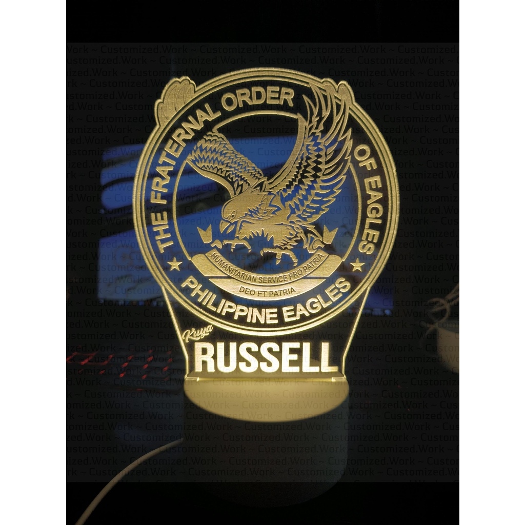 EAGLES DESK LAMP - THE FRATERNAL ORDER OF EAGLES - CUSTOMIZED WITH NAME & CLUB - ENGRAVED - Image 3