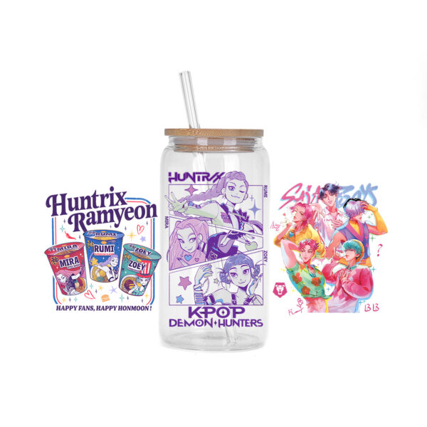30 Style of Kpop Boy Band Design 3D UV DTF 16oz Cup Wraps Demon Inspired Hunter Girl Anime Fan 3D Transfers Stickers - Image 13