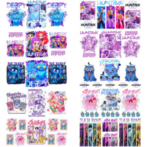 30 Style of Kpop Boy Band Design 3D UV DTF 16oz Cup Wraps Demon Inspired Hunter Girl Anime Fan 3D Transfers Stickers
