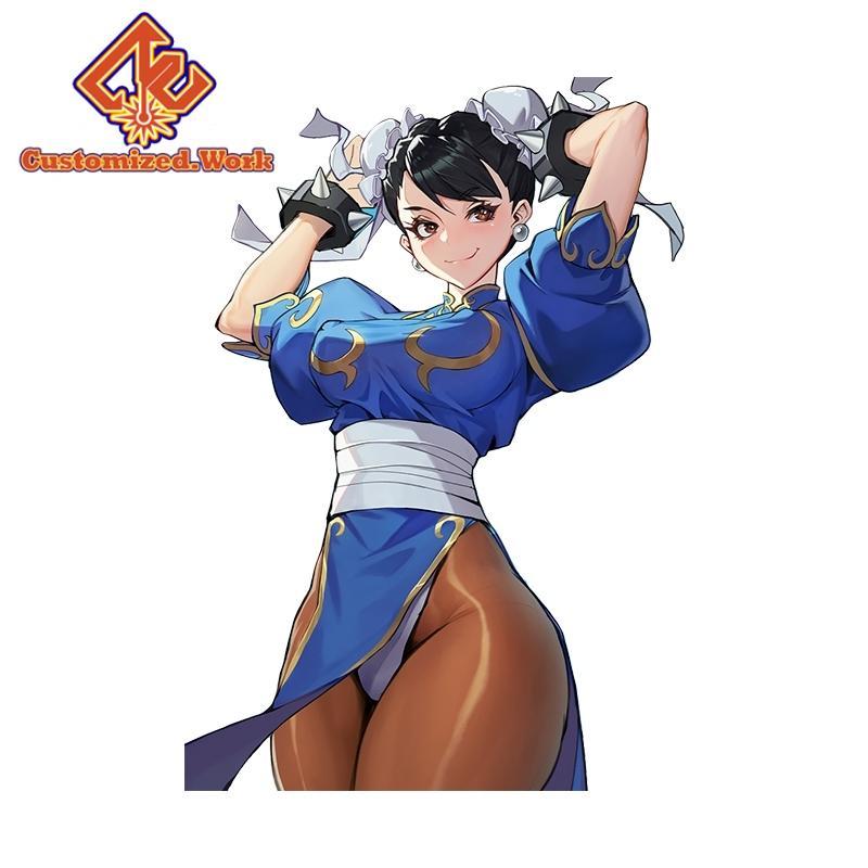 UV DTF 13cm Chun-Li Street Fighter Camper Car Stickers Motorcycle Laptop Windows Helmet Waterproof Vinyl Decal Sunscreen Car Accessories - Image 2