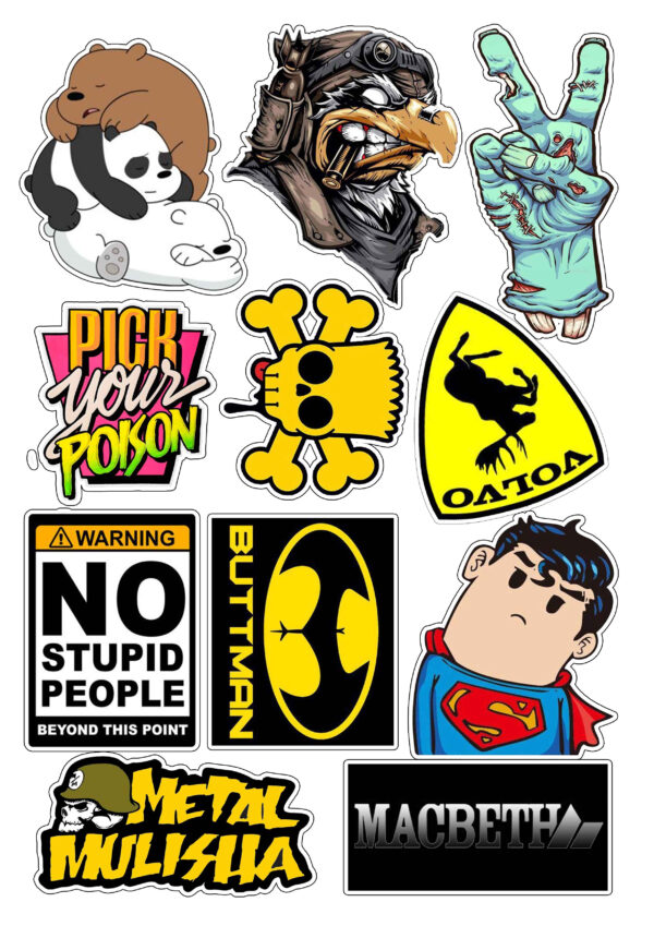 HIGH QUALITY UV PRINTED STICKERS for MOTORCYCLE, CAR, TUMBLER, MAGS, ETC - SOLD PER SET A4 SIZE G2