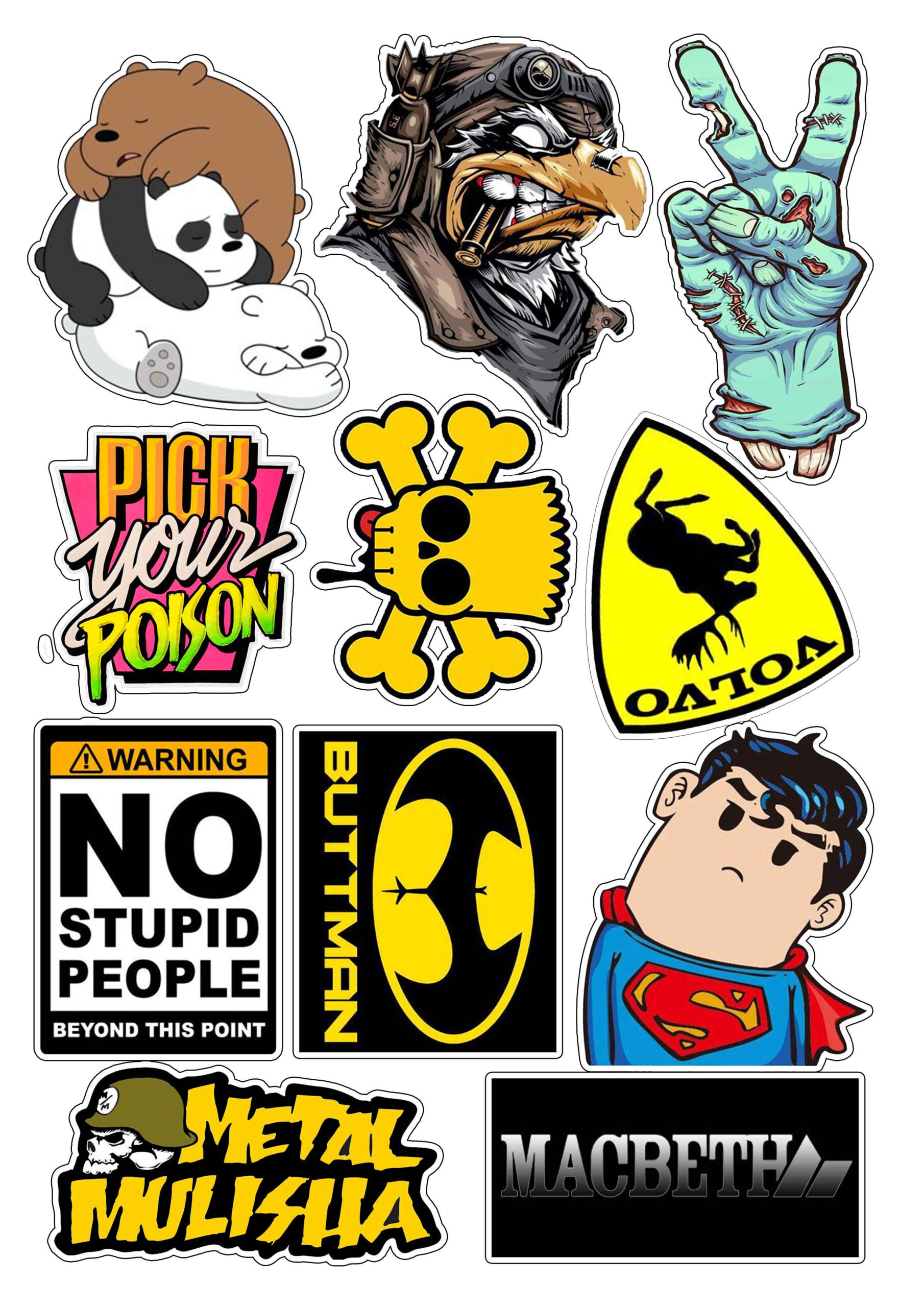 HIGH QUALITY UV PRINTED STICKERS for MOTORCYCLE, CAR, TUMBLER, MAGS, ETC - SOLD PER SET A4 SIZE G2