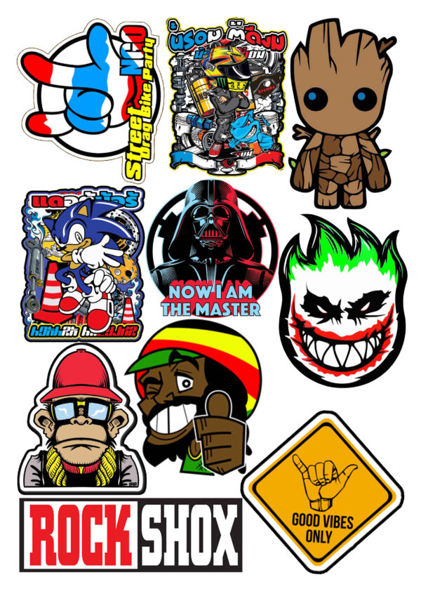 HIGH QUALITY UV PRINTED STICKERS for MOTORCYCLE, CAR, TUMBLER, MAGS, ETC - SOLD PER SET A4 SIZE G2 - Image 17