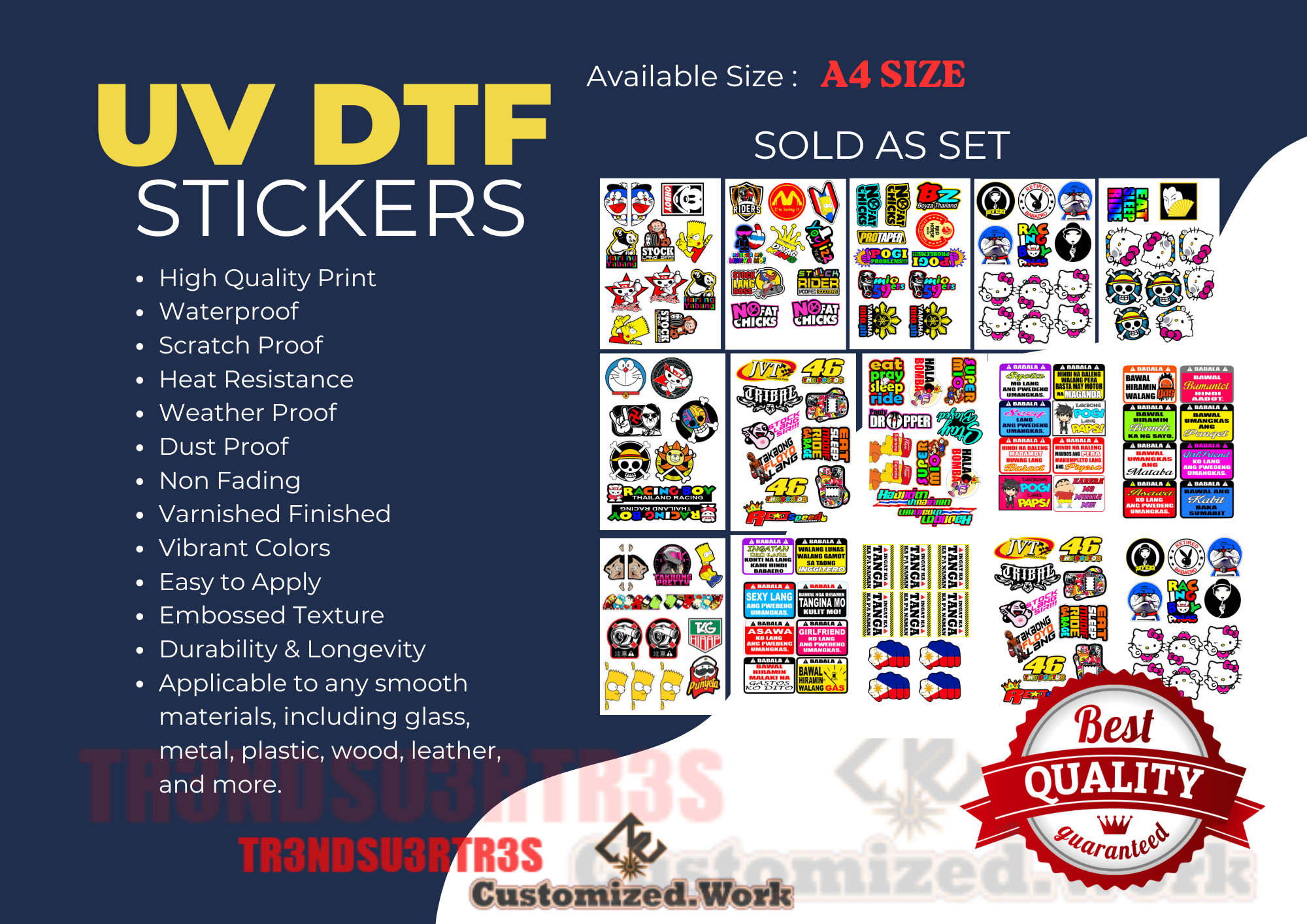HIGH QUALITY UV PRINTED STICKERS for MOTORCYCLE, CAR, TUMBLER, MAGS, ETC - SOLD PER SET A4 SIZE G2 - Image 31