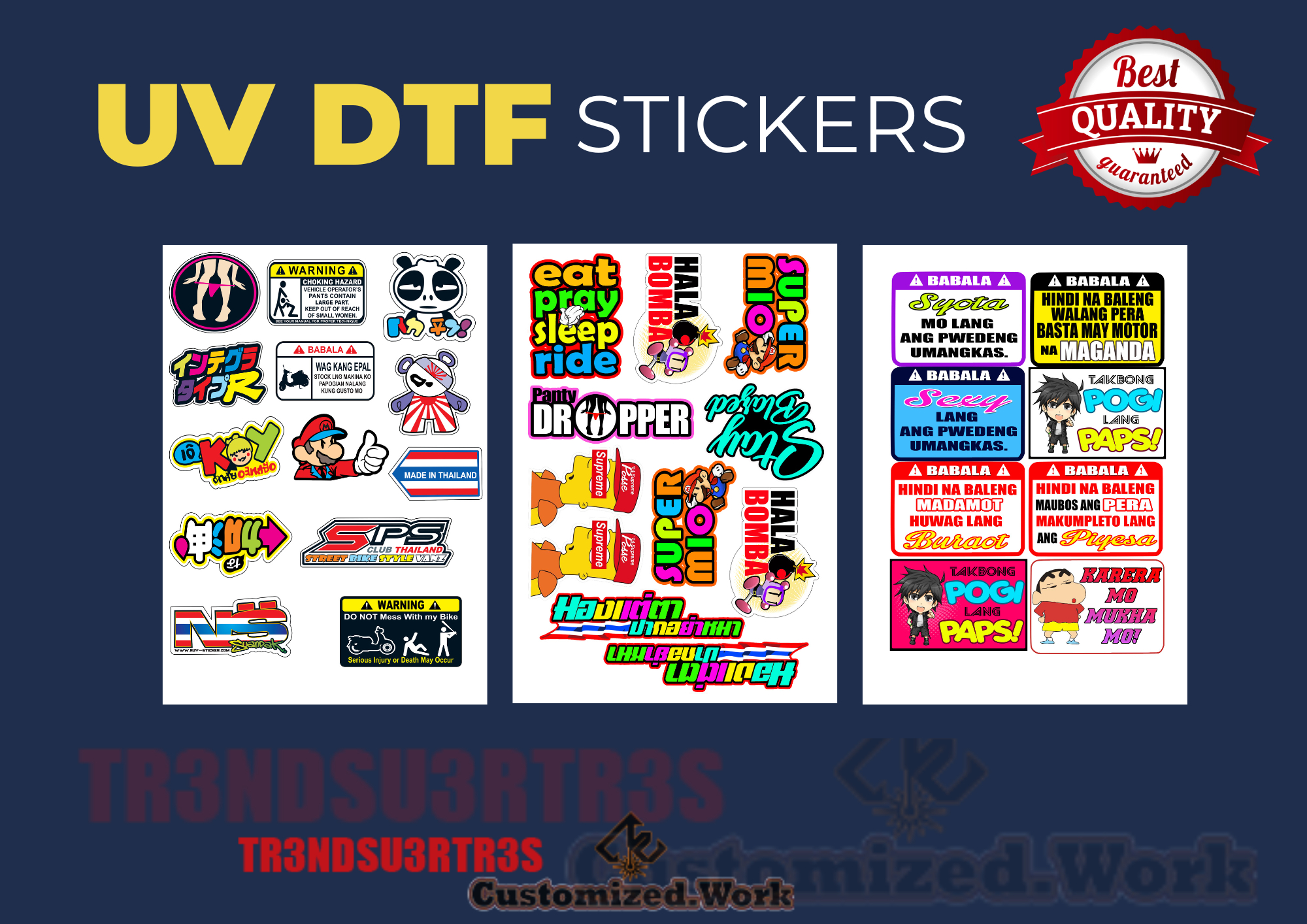 HIGH QUALITY UV PRINTED STICKERS for MOTORCYCLE, CAR, TUMBLER, MAGS, ETC - SOLD PER SET A4 SIZE G2 - Image 36