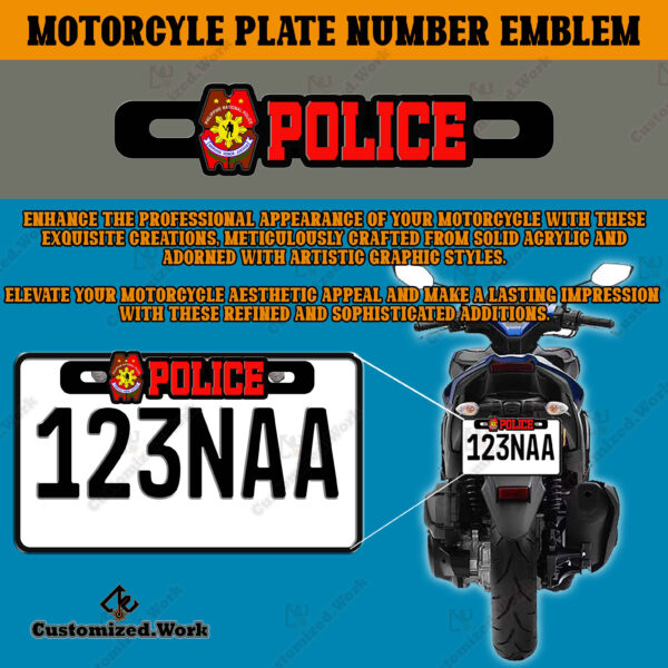 PNP Police logo Motorcycle Car Plate Number Emblem Badge