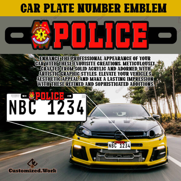 PNP Police logo Motorcycle Car Plate Number Emblem Badge - Image 2
