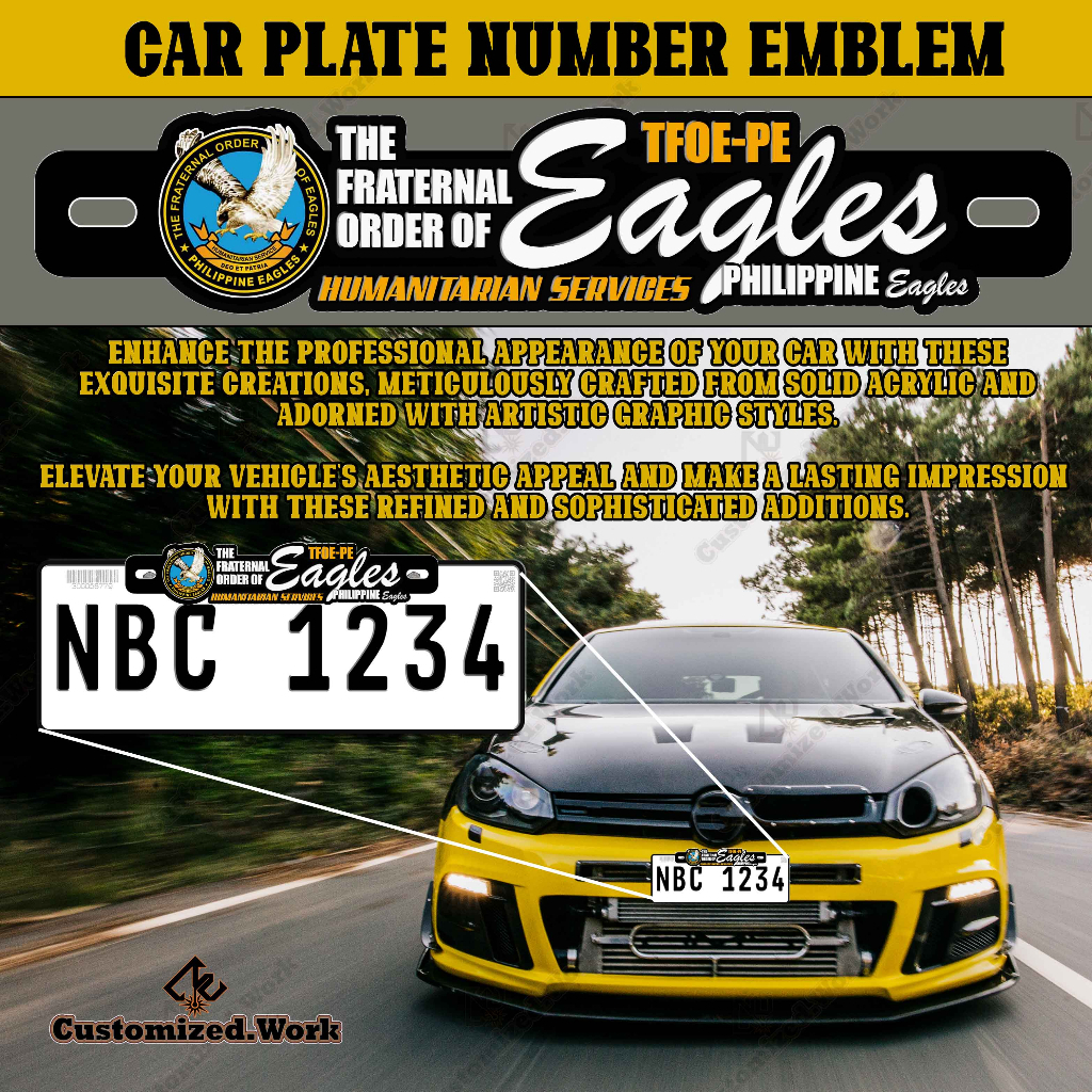 The Fraternal Order of Eagles TFOE Kuya Ate Agila Motorcycle Car Plate Number Emblem Badge - Image 2