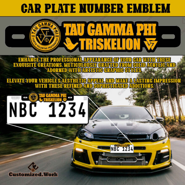 Tau Gamma Phi TGP Triskelion Motorcycle Car Plate Number Emblem Badge - Image 3
