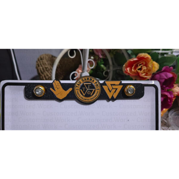 Tau Gamma Phi TGP Triskelion Motorcycle Car Plate Number Emblem Badge - Image 5