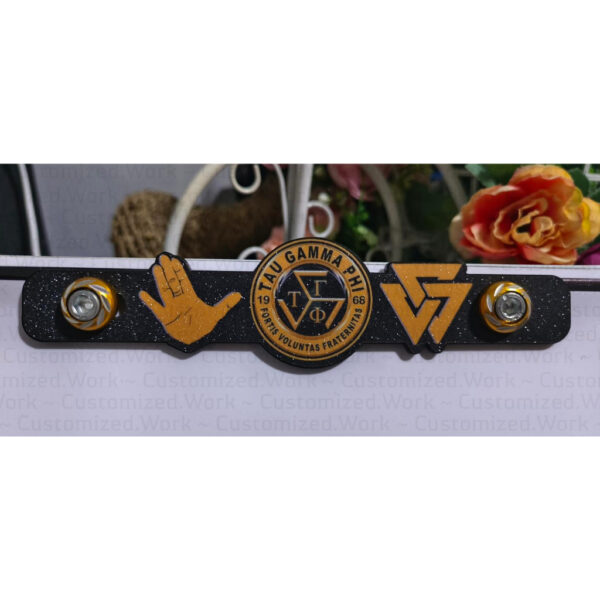 Tau Gamma Phi TGP Triskelion Motorcycle Car Plate Number Emblem Badge - Image 6