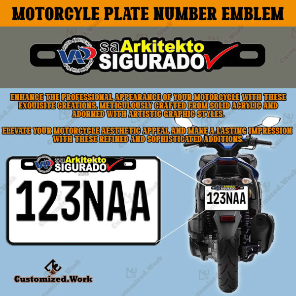 ARCHITECT Sa Arkitekto Sigurado Car/Motorcycle Plate Number Emblem Badge