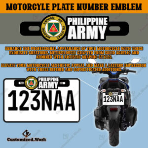 Philippine Army Hukbong Katihan ng Pilipinas Motorcycle Plate Number Emblem Badge
