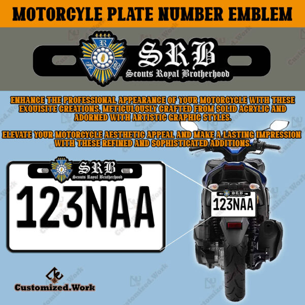 SRB Scouts Royal Brotherhood Motorcycle Car Plate Number Emblem Badge - Image 3
