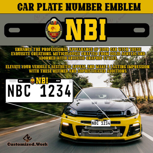 NBI National Bureau of Investigation Motorcycle Car Plate Number Emblem Badge - Image 2