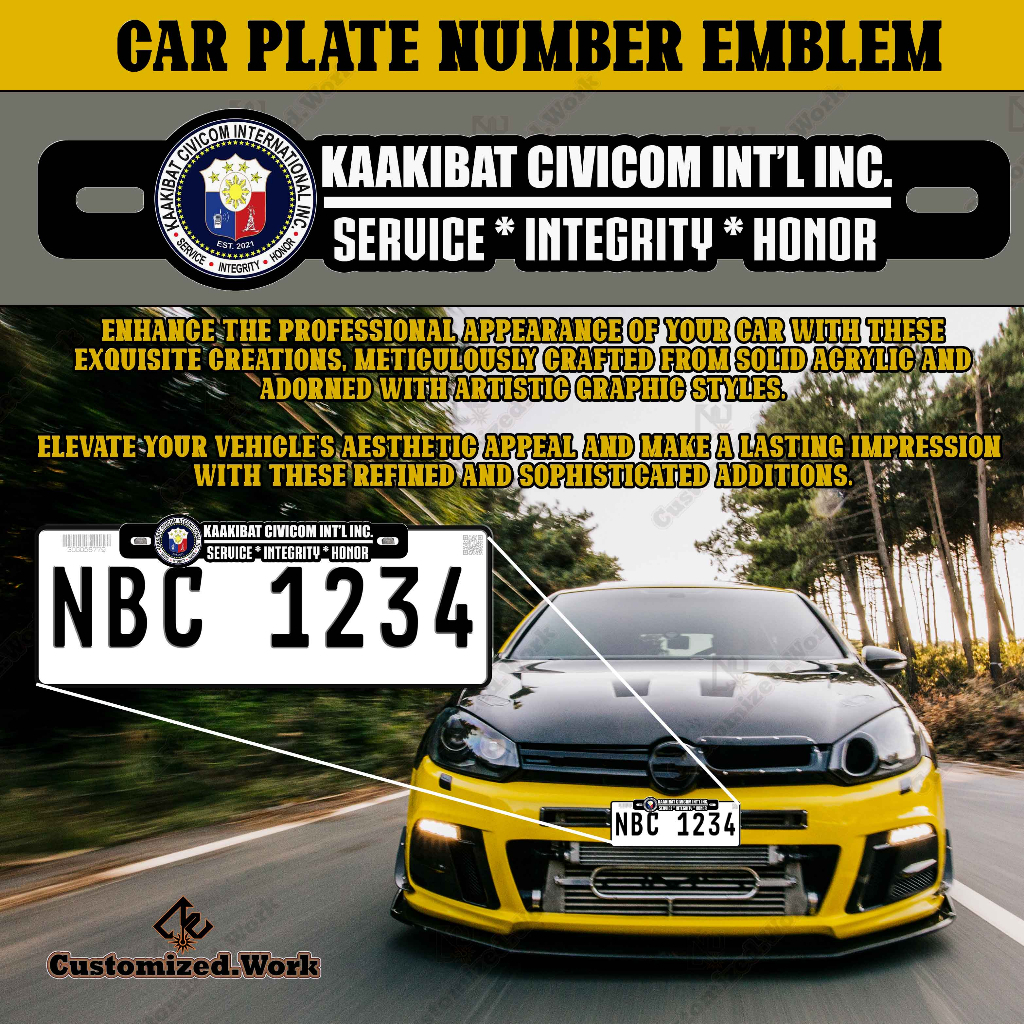 Kaakibat Civicom International Motorcycle Car Plate Number Emblem Badge - Image 4