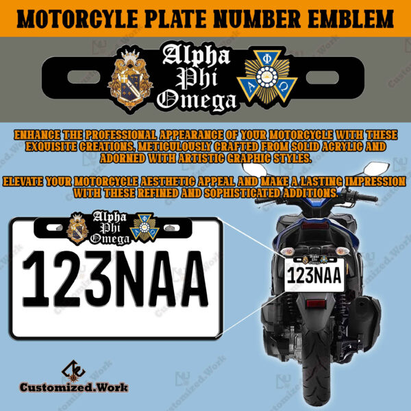 APO Alpha Phi Omega Car/Motorcycle Plate Number Emblem Badge