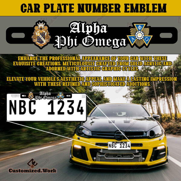APO Alpha Phi Omega Car/Motorcycle Plate Number Emblem Badge - Image 2