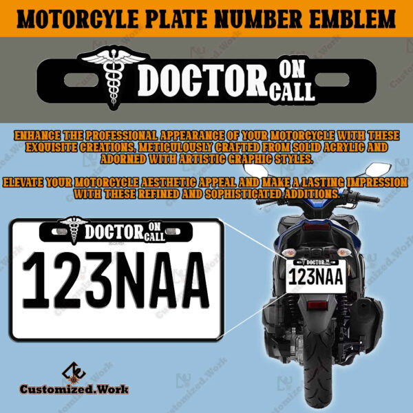 Doctor on Call Car Motorcycle Plate Number Emblem Badge - Image 2