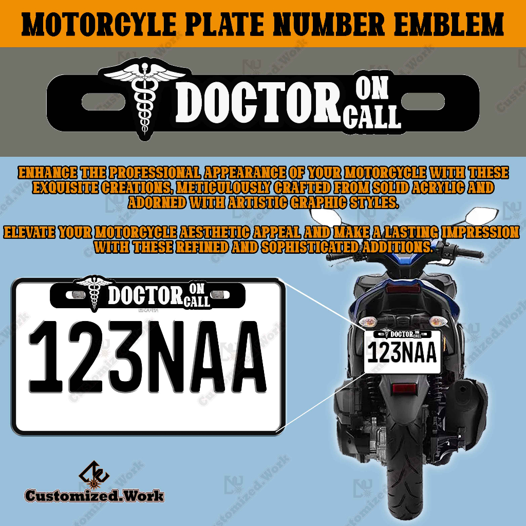 Doctor on Call Car Motorcycle Plate Number Emblem Badge - Image 2