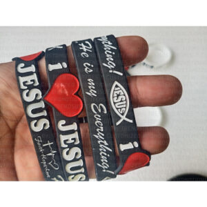 I LOVE JESUS - He is my Everything. Faith Hope Love Baller Wristband DEBOSSED NO CUT END