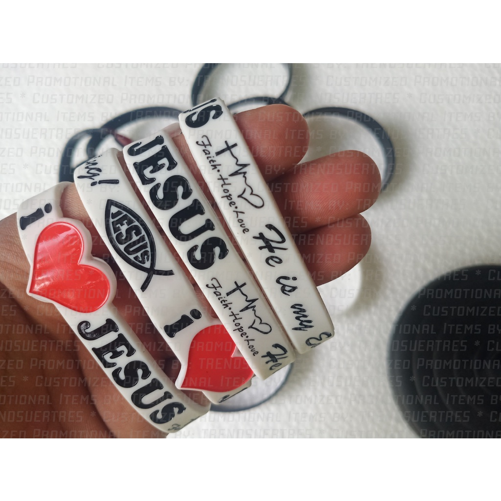 I LOVE JESUS - He is my Everything. Faith Hope Love Baller Wristband DEBOSSED NO CUT END - Image 2