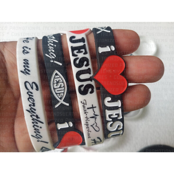 I LOVE JESUS - He is my Everything. Faith Hope Love Baller Wristband DEBOSSED NO CUT END - Image 3