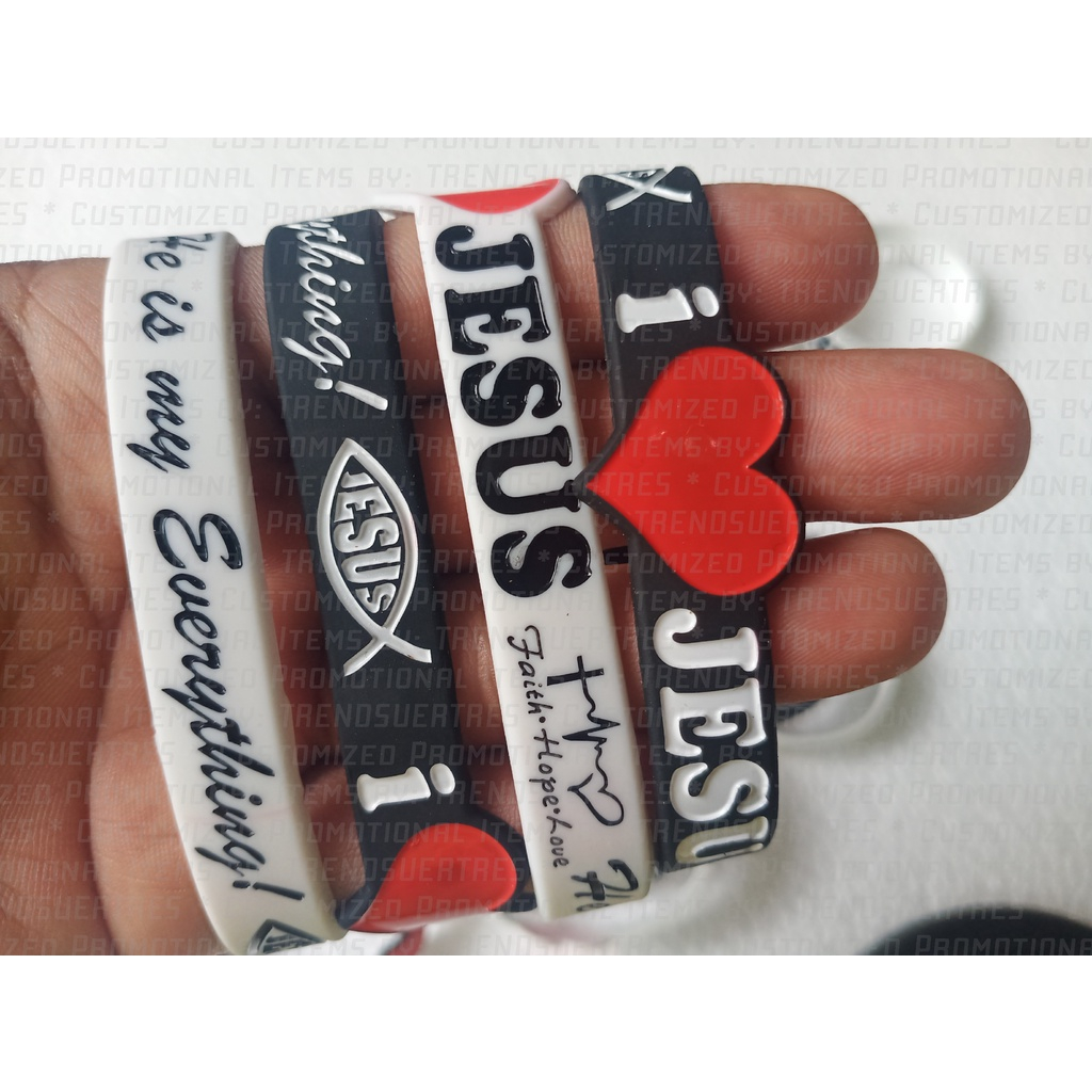 I LOVE JESUS - He is my Everything. Faith Hope Love Baller Wristband DEBOSSED NO CUT END - Image 3