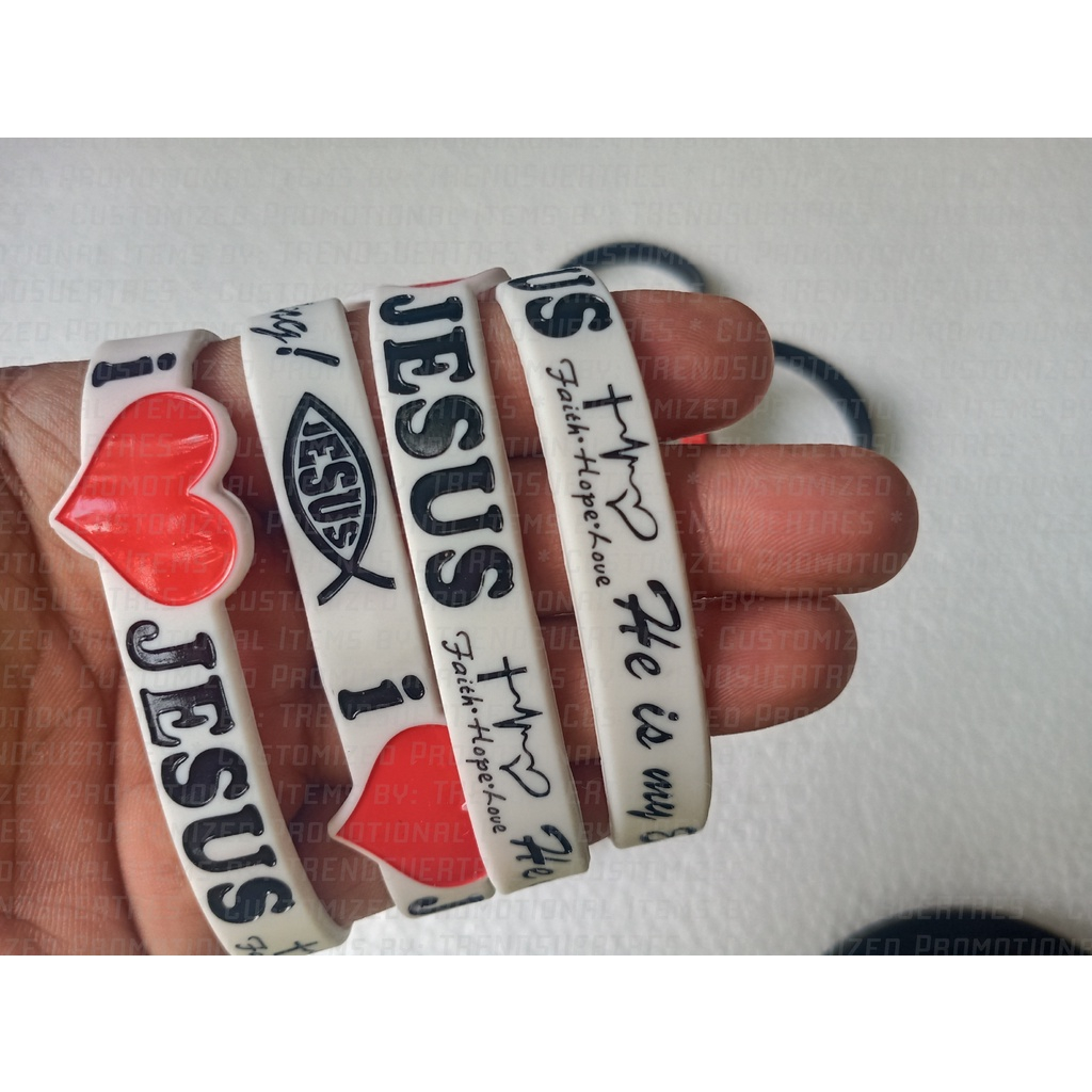 I LOVE JESUS - He is my Everything. Faith Hope Love Baller Wristband DEBOSSED NO CUT END - Image 4
