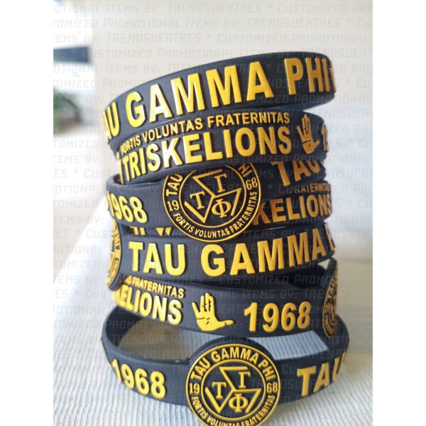 5PCS - Tau Gamma Phi Triskelions - Baller ID Wrist Band - EMBOSSED - NO CUT END