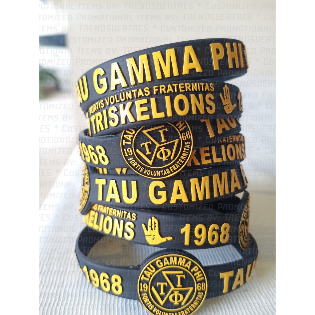 5PCS - Tau Gamma Phi Triskelions - Baller ID Wrist Band - EMBOSSED - NO CUT END