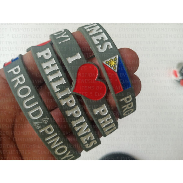 I LOVE PHILIPPINES - Proud to be Pinoy! Baller Wristband DEBOSSED NO CUT END Philippines Flag