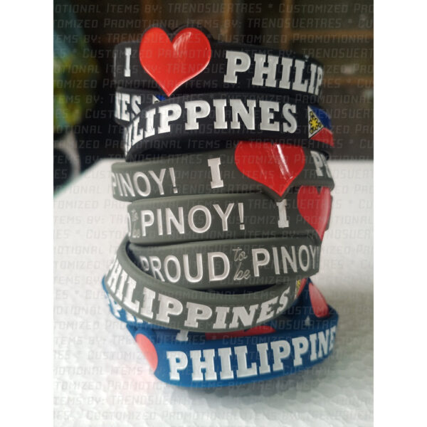 I LOVE PHILIPPINES - Proud to be Pinoy! Baller Wristband DEBOSSED NO CUT END Philippines Flag - Image 2